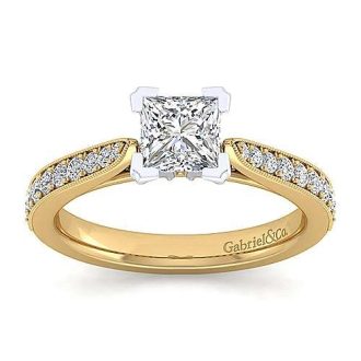 Gabriel & Co Semi-Mount Engagement Ring with .25ctw Round Diamonds in 18k Yellow Gold