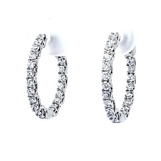Huggie Hoop Earrings with 1ctw Round Lab Grown Diamonds in 14k White Gold