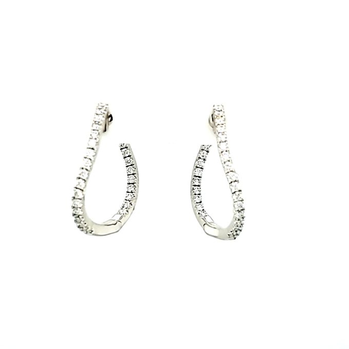 Twist Hoop Earrings with .74ctw Lab Grown Round Diamonds in 14k White Gold
