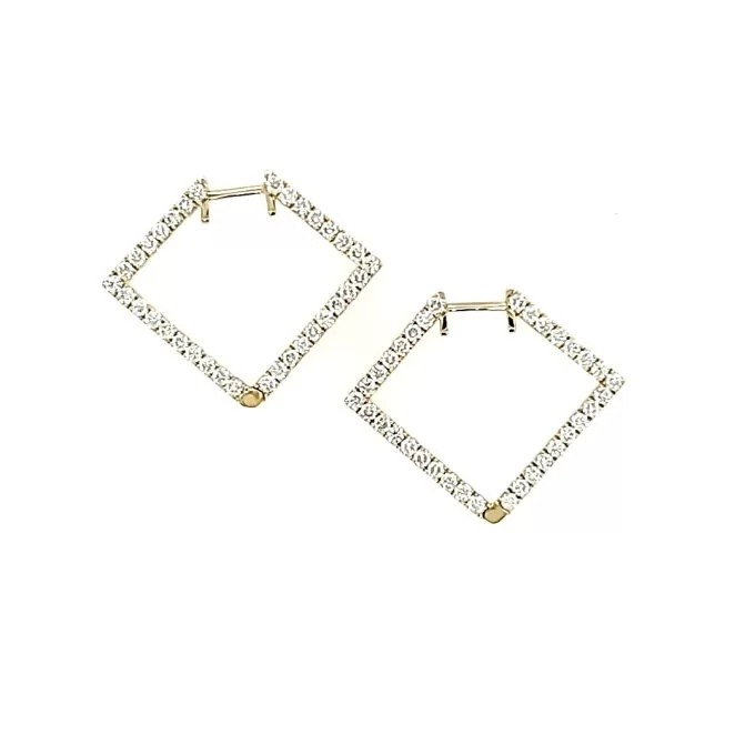 Fashion Hoop Earrings with 1.26ctw Round Lab Grown Diamonds in 14k Yellow Gold