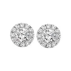 True Reflections Halo Stud Earrings with 1ctw Round Diamonds in 14k White Gold