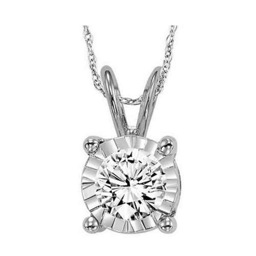 True Reflections Solitaire Necklace with 1ct Round Diamond in 14k White Gold