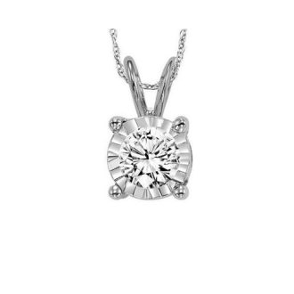 True Reflections Solitaire Necklace with .25ct Round Diamond in 14k White Gold