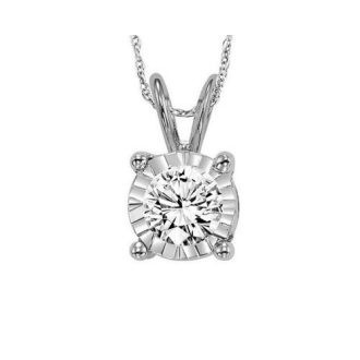 True Reflections Solitaire Necklace with .33ct Round Diamond in 14k White Gold