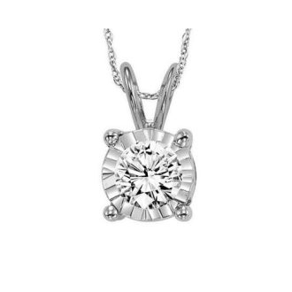True Reflections Solitaire Necklace with .50ct Round Diamond in 14k White Gold