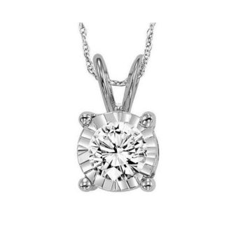True Reflections Solitaire Necklace with .75ct Round Diamond in 14k White Gold