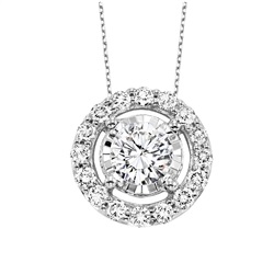 True Reflections Halo Necklace with .75ctw Round Diamonds in 14k White Gold