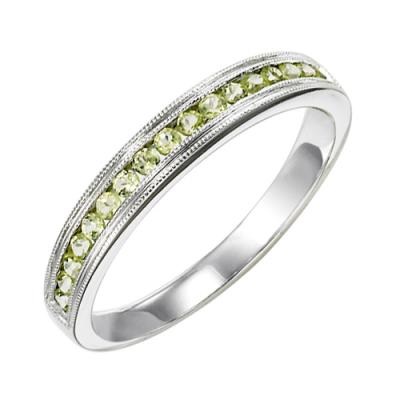 Stackable Ring with Peridot in 10k White Gold
