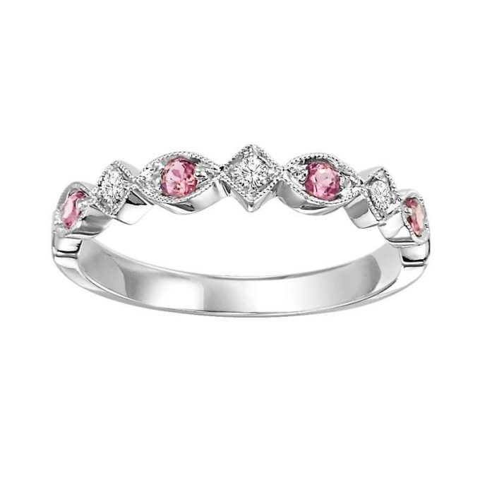 Stackable Lab-Created Alexandrite and Diamond Ring in 10k White Gold