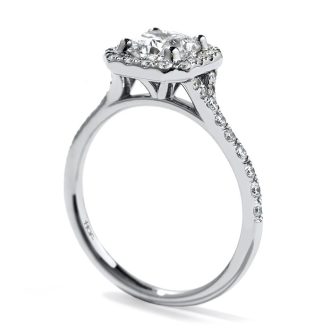 Hearts on Fire Transcend Halo Engagement Ring with .71ctw Dream Cut and Round Diamonds in Platinum