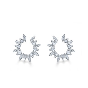 Hearts on Fire Aerial Sunburst Wrap Earrings with 1.23ctw Round Diamonds in 18k White Gold