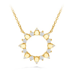 Hearts on Fire Aerial Eclipse Sun Necklace with .35ctw Round Diamonds in 18k Yellow Gold