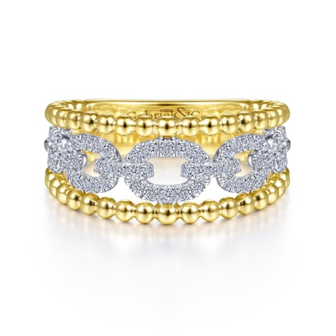 Gabriel & Co Bujukan Fashion Ring with .35ctw Round Diamonds in 14k Yellow Gold