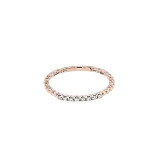 Gabriel & Co Stackable Beaded Ring with .07ctw Round Diamonds in 14k Rose Gold