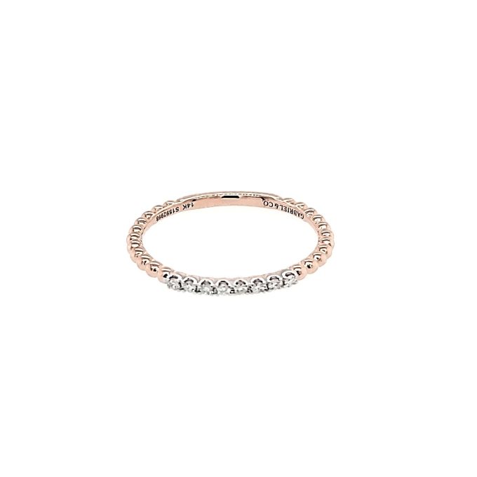 Gabriel & Co Stackable Beaded Ring with .07ctw Round Diamonds in 14k Rose Gold