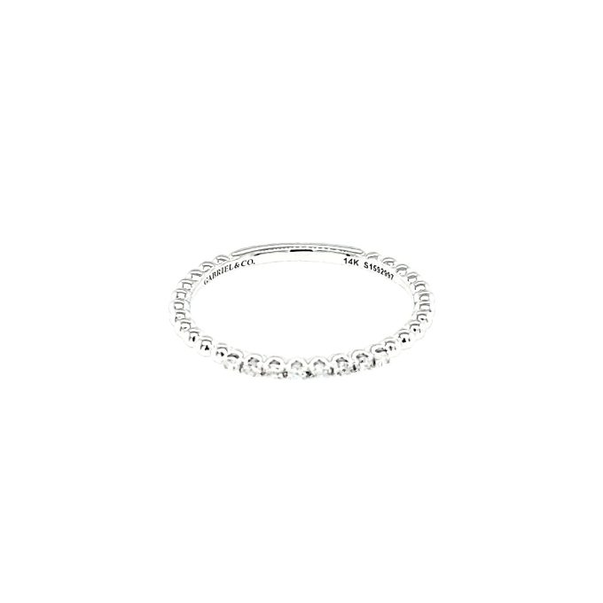 Gabriel & Co Stackable Beaded Ring with .06ctw Round Diamonds in 14k White Gold