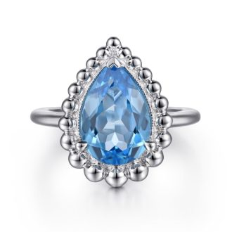Gabriel & Co Fashion Ring with Blue Topaz in Sterling Silver