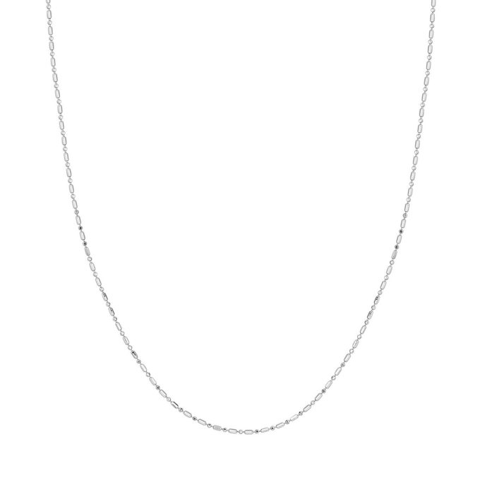 Bead Link Necklace in 18k White Gold 20"