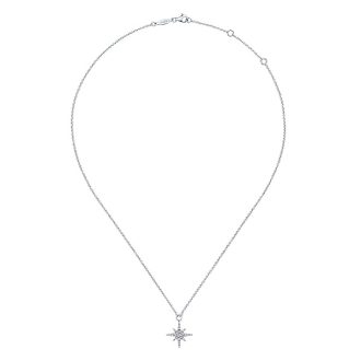 Gabriel & Co Star Necklace with .26ctw Round Diamonds in 14k White Gold