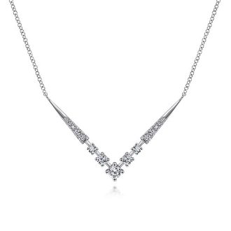 Gabriel & Co Collar Necklace with .45ctw Round Diamonds in 14k White Gold
