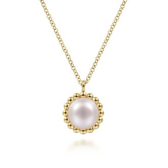 Gabriel & Co Fashion Necklace with Freshwater Pearl in 14k Yellow Gold