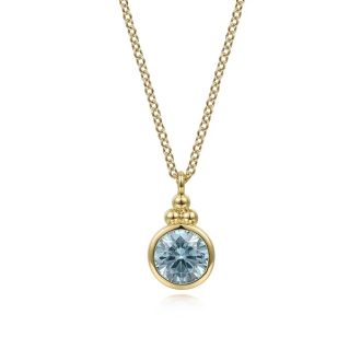 Gabriel Bujukan Necklace with Blue Topaz in 14k Yellow Gold