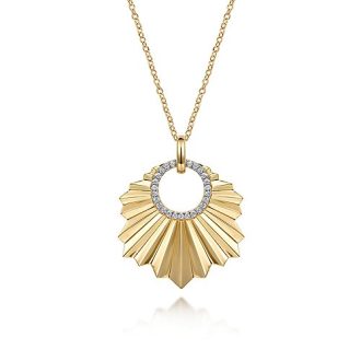 Gabriel & Co Fashion Necklace with .15ctw Round Diamonds in 14k Yellow Gold
