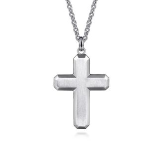 Gabriel Geometric Cross Necklace in Sterling Silver