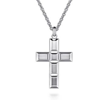Gabriel Geometric Cross Necklace in Sterling Silver