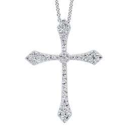 Cross Necklace with .18ctw Round Diamonds in 14k White Gold