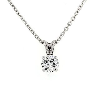 Classic Solitaire Necklace with 1ct Round Diamond in 14k White Gold
