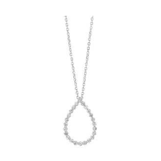 Open Teardrop Necklace with .25ctw Round Diamonds in 14k White Gold