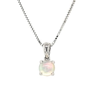 Birthstone Necklace with Lab-Grown Opal in Sterling Silver