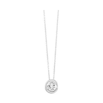 Bezel Solitaire Necklace with .25ct Round Diamond in 14k White Gold