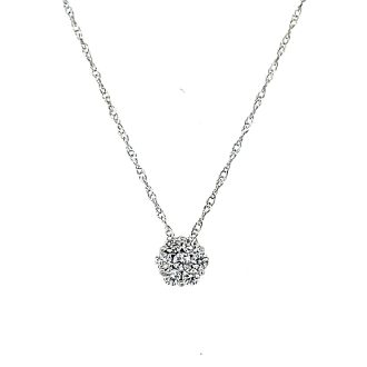 Bouquet Cluster Necklace with .25ctw Round Diamonds in 14k White Gold