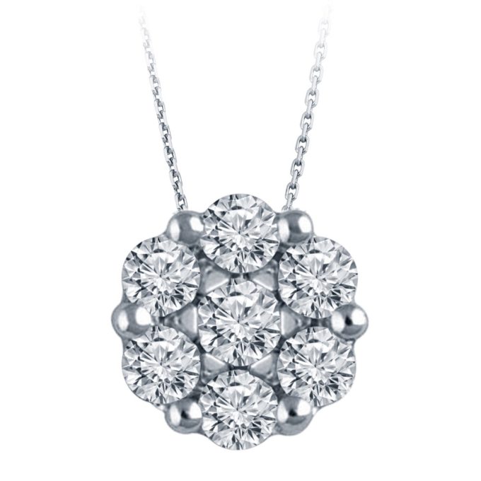 Bouquet Necklace with .50ctw Round Diamonds in 14k White Gold