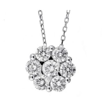 Bouquet Necklace With .75ctw Round Diamonds in14k White Gold