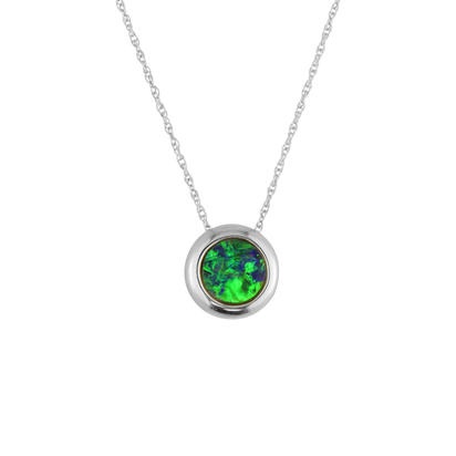 Fashion Necklace with Australian Opal in 14k White Gold