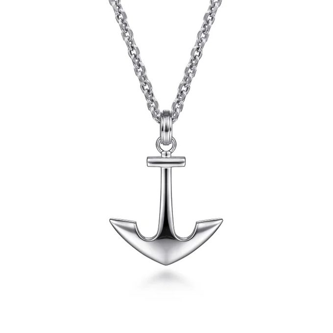 Gabriel Anchor Necklace in Sterling Silver