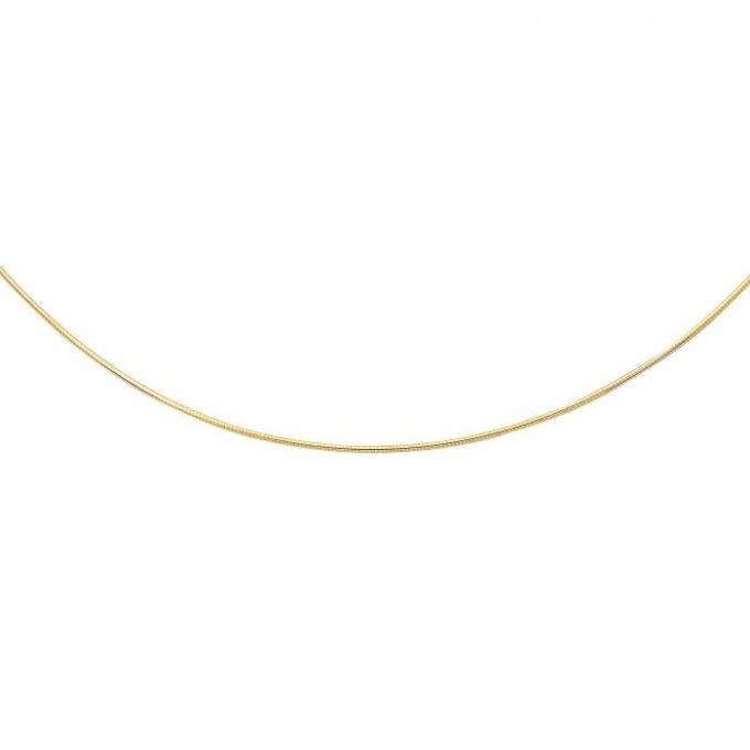 Omega Necklace 2mm in 14k Yellow Gold 18" Length
