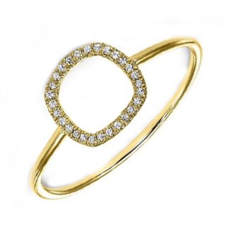 Make a style statement with this distinct 14K yellow gold fashion ring. Featuring an open square design studded with 28 round diamonds, approximating to one-twentieth of a carat in total, this piece epitomizes elegance. A good addition to your jewelry collection, it’s subtle yet sophisticated for daily wear or special occasions.