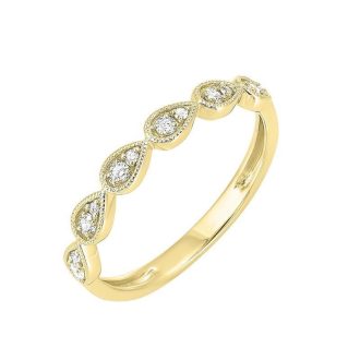 Teardrop Stackable Ring with .12ctw Round Diamonds in 10k Yellow Gold