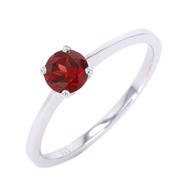 This stunning fashion ring showcases a beautiful round cut garnet as the centerpiece, complemented by 5/8 carat weight of sparkling accent stones. Crafted in durable and hypoallergenic stainless steel with a brushed finish, this piece is perfect for adding a pop of color and sparkle to any ensemble.