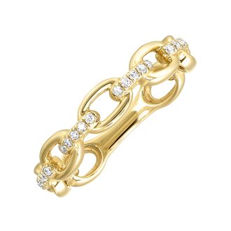 Open Link Fashion Ring with .10ctw Round Diamonds in 10k Yellow Gold