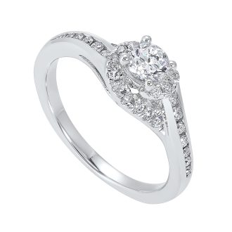 Bypass Engagement Ring with .62ctw Round Diamonds in 14k White Gold