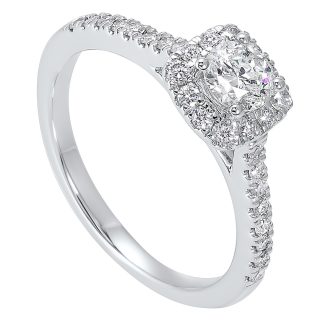 Square Halo Engagement Ring with .75ctw Round Diamonds in 14k White Gold