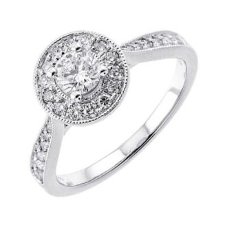 Halo Engagement Ring with .62ctw Round Diamonds in 14k White Gold