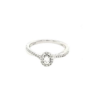 Halo Engagement Ring with .25ctw Oval and Round Diamonds in 14k White Gold