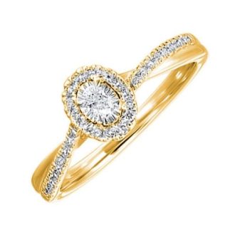 Halo Engagement Ring with .25ctw Oval and Round Diamonds in 14k Yellow Gold