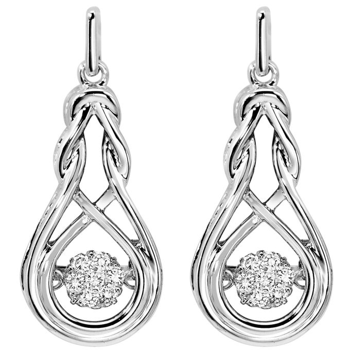 Rythm of Love Drop Earrings with .14ctw Round Diamonds in Sterling Silver